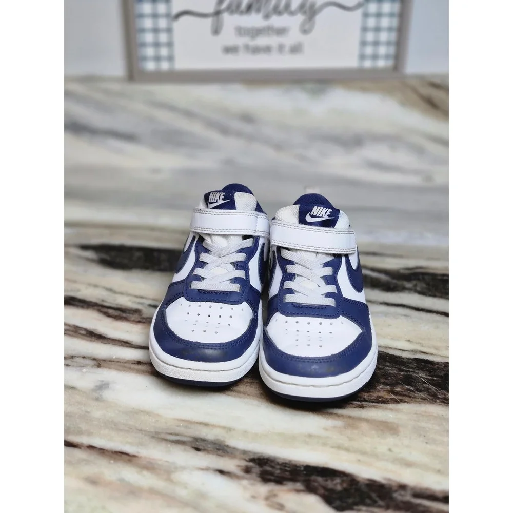 Nike Court Borough Low 2 Midnight Navy White BQ5451-107 Kids Size 12C Sneaker